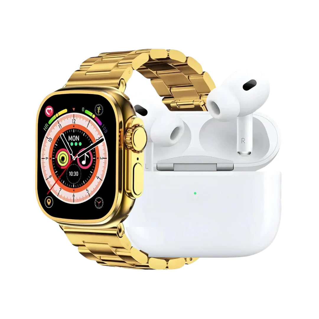 i20 Ultra Max Smart Watch + AirPods + 7 Straps (10 in 1 Set) Combo Pack | 30% OFF for Today Only